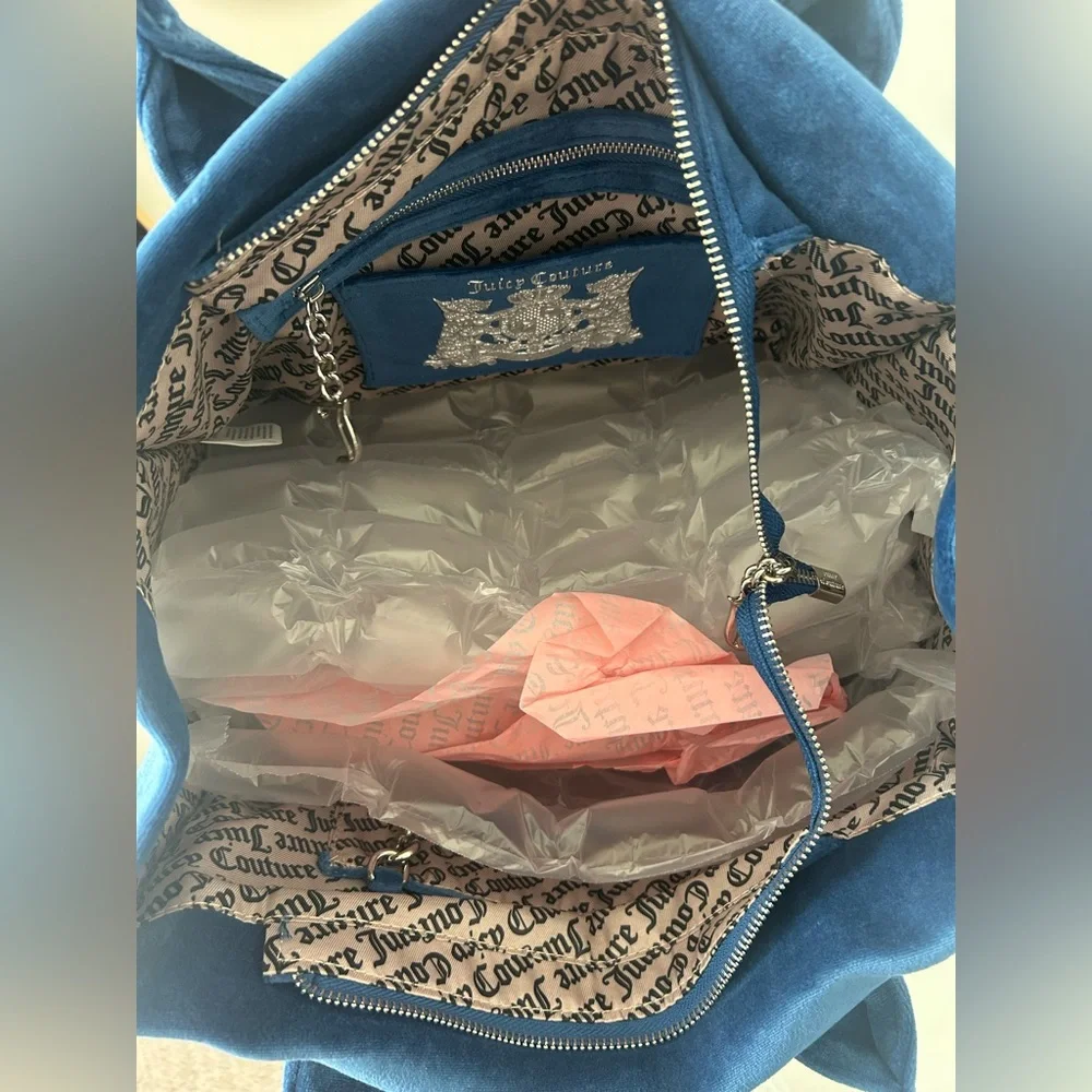 Blue and pink Just Juicy velour tote Bag